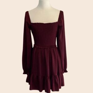Reset Burgundy Smocked Mini Dress Size Small